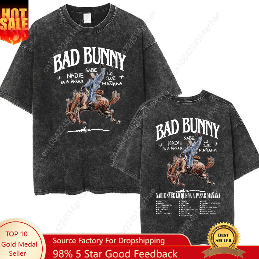 Bad Bunny Most Wanted Tour T S – Men'S Fashion Oversized T Shirt recenzja i cena