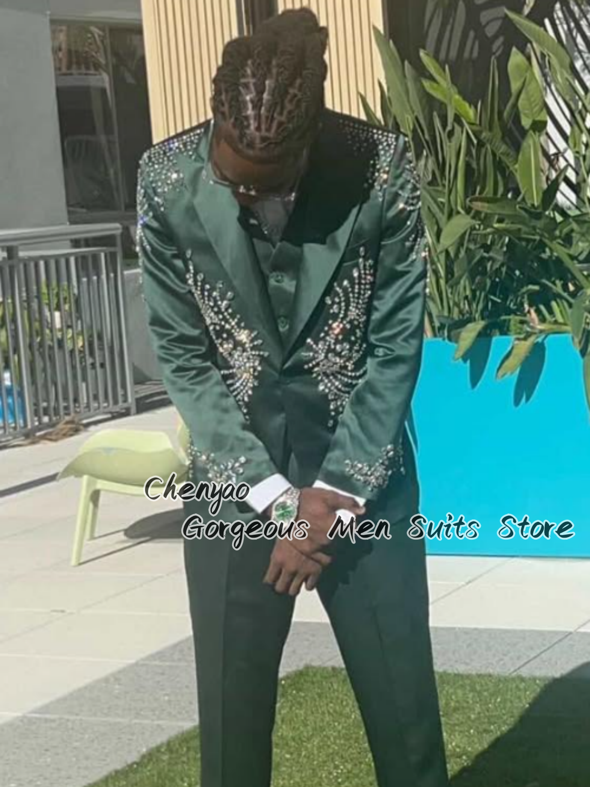 Elegant Fashion Rhinestone Men – Mens Fashion Trajes recenzja i cena