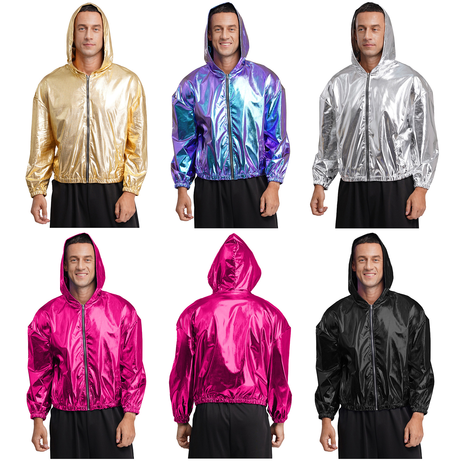 Mens Shiny Metallic Hooded Bom – Mens Fashion Bomber Jacket recenzja i cena