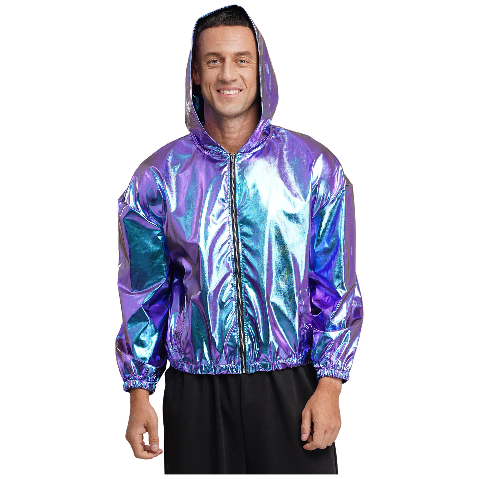 Mens Shiny Metallic Hooded Bom – Mens Fashion Bomber Jacket recenzja i cena