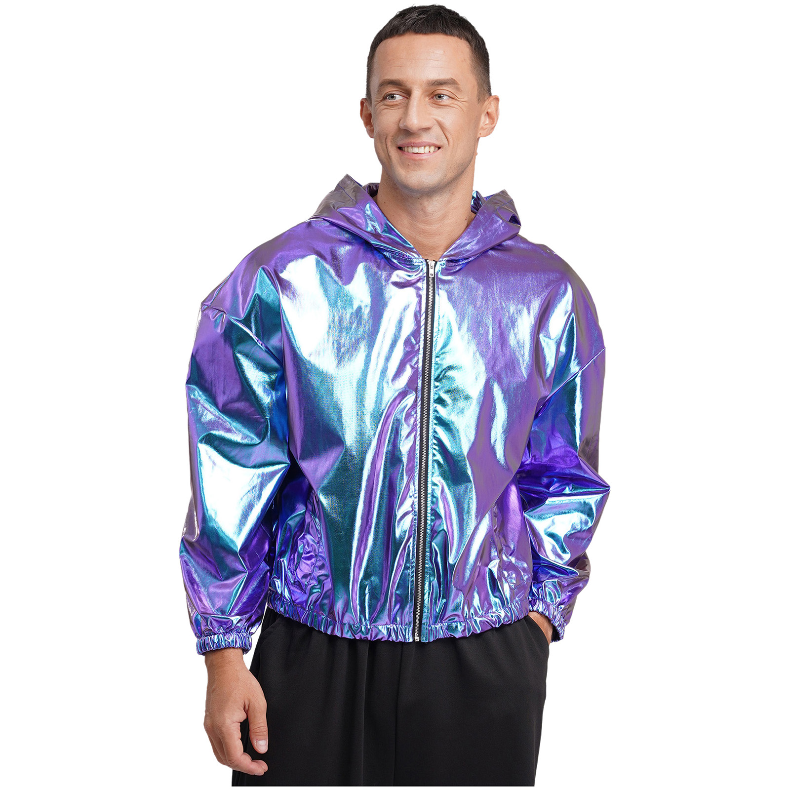 Mens Shiny Metallic Hooded Bom – Mens Fashion Bomber Jacket recenzja i cena