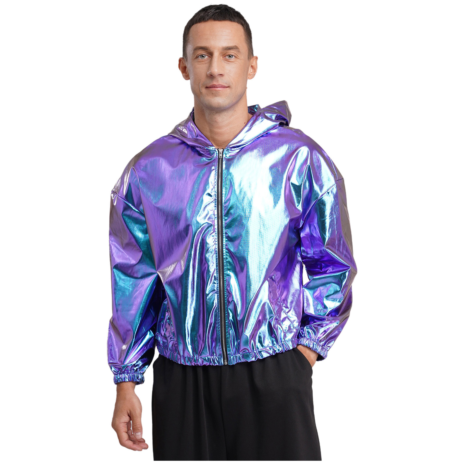 Mens Shiny Metallic Hooded Bom – Mens Fashion Bomber Jacket recenzja i cena