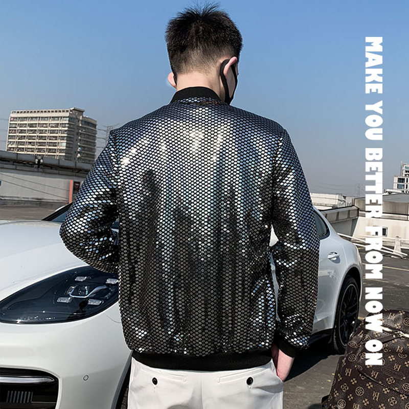 Fine Fashion Sequin Casual Men – Mens Fashion Bomber Jacket recenzja i cena