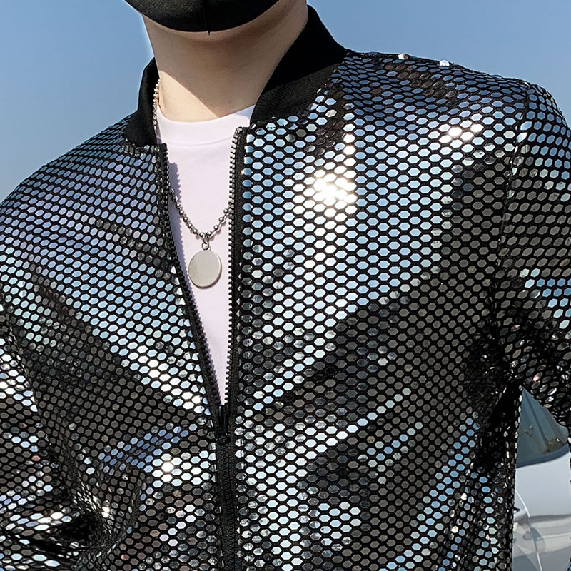 Fine Fashion Sequin Casual Men – Mens Fashion Bomber Jacket recenzja i cena
