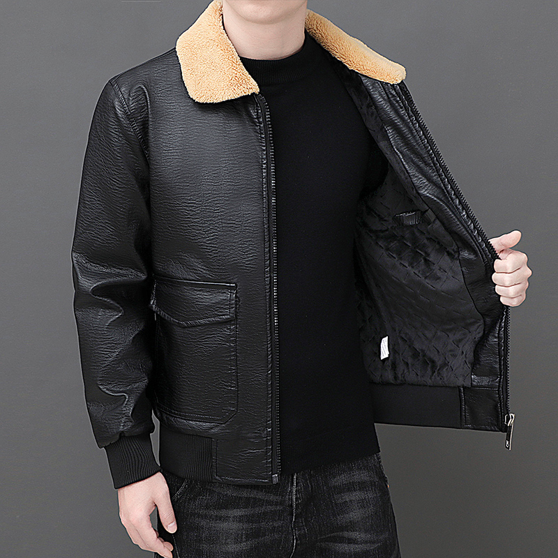 Solid Zipper Design Leather Ja – Mens Fashion Bomber Jacket recenzja i cena