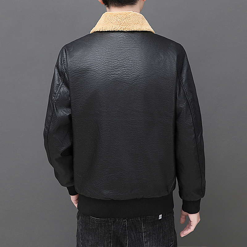 Solid Zipper Design Leather Ja – Mens Fashion Bomber Jacket recenzja i cena
