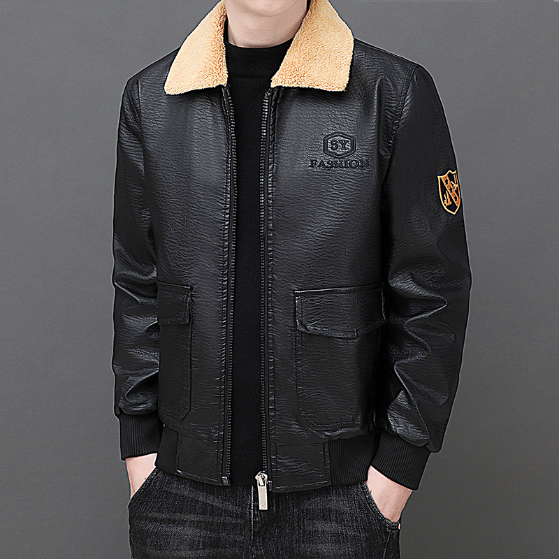 Solid Zipper Design Leather Ja – Mens Fashion Bomber Jacket recenzja i cena